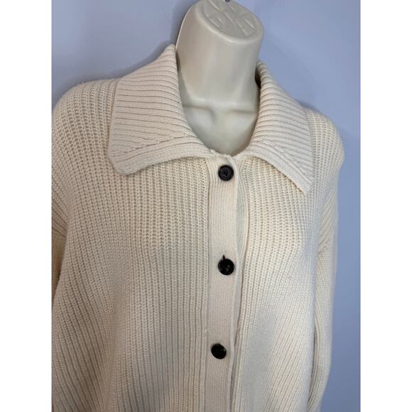 Rails Esme Cream Ribbed Cardigan Ivory Women's M NO Removable Faux Fur Collar - Picture 2 of 12
